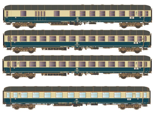 Set of 4 passenger coaches, DB, Ep.IVa, D 351, Set A