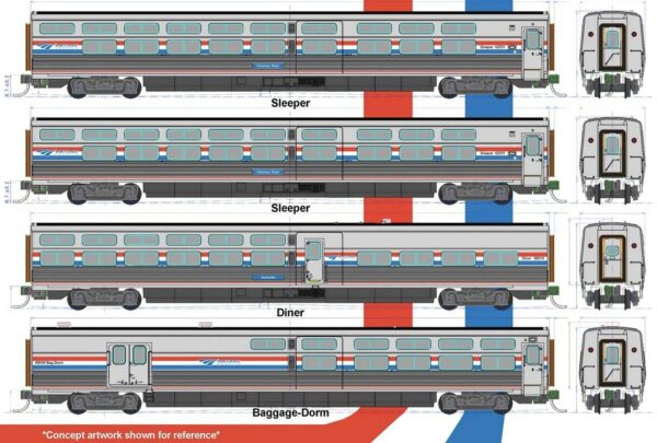 4er Set Personenwagen Amtrak, Ep.IV-V, Phase III