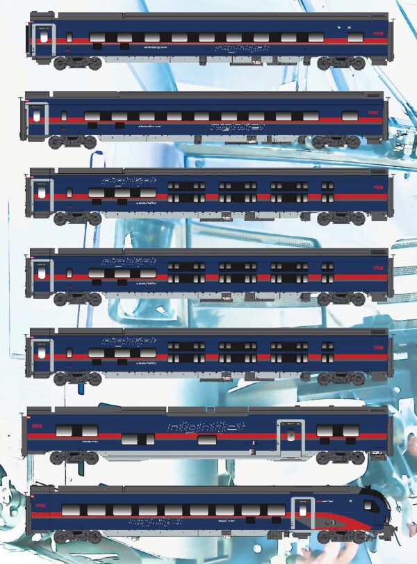 Set of 7 night train coaches DANI ÖBB Nightjet, Ep.VI, with IB, AC