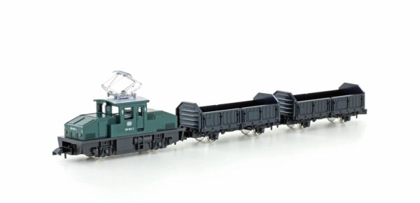 Freight train set electric locomotive BR 169 green with 2 freight wagons DB, Ep.IV