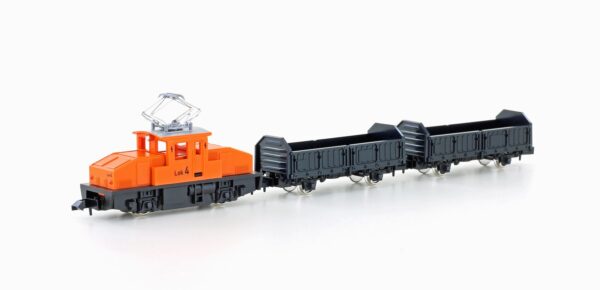 Freight train set electric locomotive class 169 orange with 2 freight cars; Ep.IV