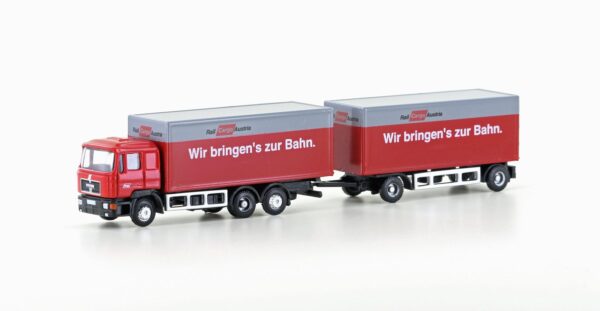 MAN F90, 3-achs Koffer-Hängerzug Rail Cargo Austria (ÖBB)