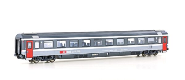 EC passenger coach, 2nd class Bpm SBB, Ep.V, gray/gray, bicycle cab