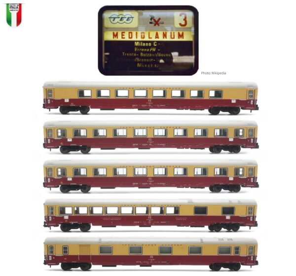 Set of 5 GC passenger coaches FS / TEE, Ep.IV, Mediolanum