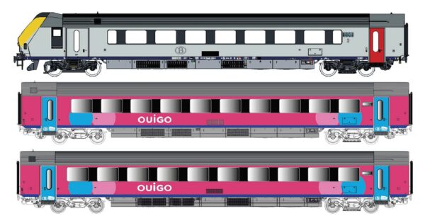 3er Set Personenwagen I11 m. Steuerwg. OUIGO, Ep.VI, AC