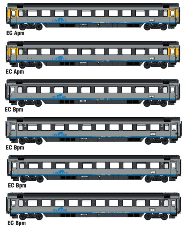 6er Set EC Personenwagen Cisalpino, Ep.V, AC