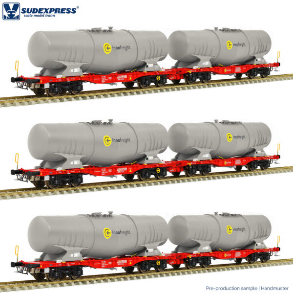 3er-Set Containerwagen Sggrrs 80 InnoFreight, Ep.VI, Wassert