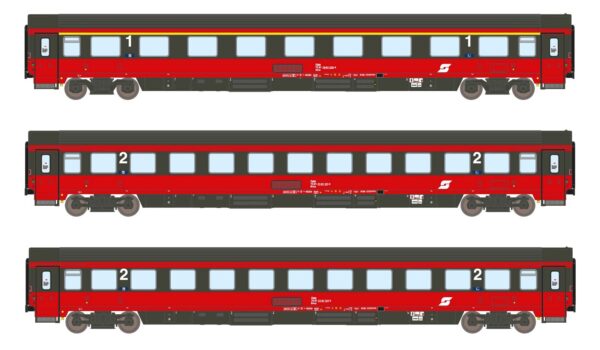Set of 3 passenger coaches Amz+2xBmz ÖBB, Ep.V, EC 64