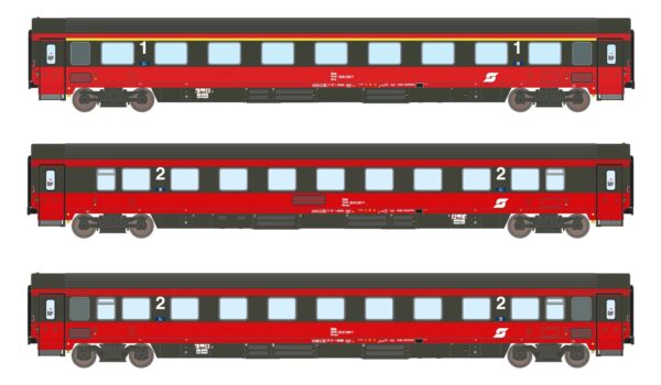 Set of 3 passenger coaches Amz+2xBmpz ÖBB, Ep.V, EC 64
