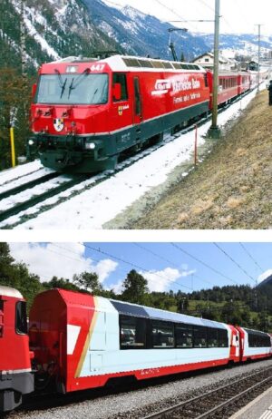 Glacier Express Ge 4/4 III + 2 Personenwagen RhB, Ep.VI