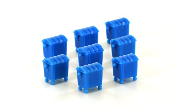 Set of 8 waste garbage cans, large, blue