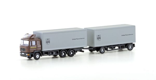 MAN F90, 3-axle box trailer truck UPS