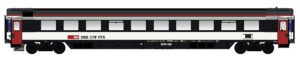 EC passenger coach, 2nd class Bpm SBB, Ep.VI, weiß/rot/schwarz