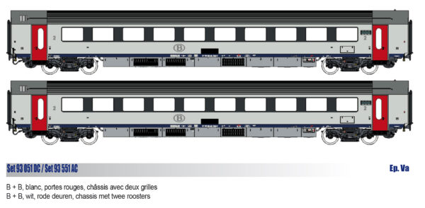Set of 2 passenger coaches I11 B+B SNCB, Ep.Va
