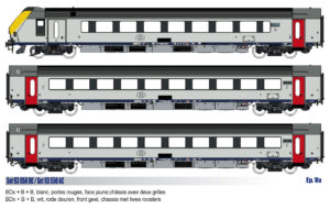Set of 3 passenger coaches I11 BDx+B+B SNCB, Ep.Va, AC