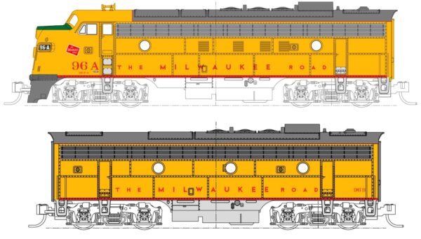 EMD FP7A+FP7B Milwaukee Rd diesel locomotive, Ep.III