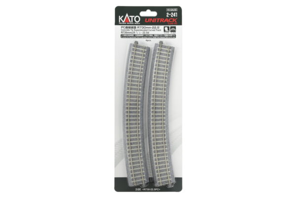 Curved track R730mm 22.5° superelevated with concrete sleepers (4 pcs.)