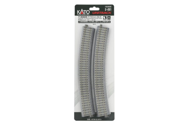 Curved track R790mm 22.5° superelevated with concrete sleepers (4 pcs.)