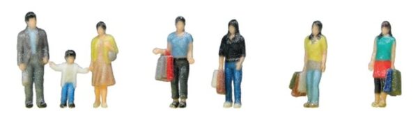 7er Set Einkaufende Figuren