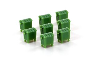 Set of 8 waste garbage cans, large, green
