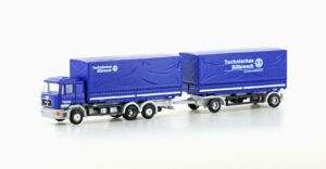 MAN F90, 3-achs Wechselpritschen-Hängerzug THW