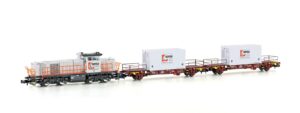 Construction train diesel locomotive G1000 BB + 2x generator wagon Sersa, Ep.VI