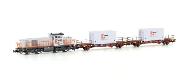 Construction train diesel locomotive G1000 BB + 2x generator wagon Sersa, Ep.VI