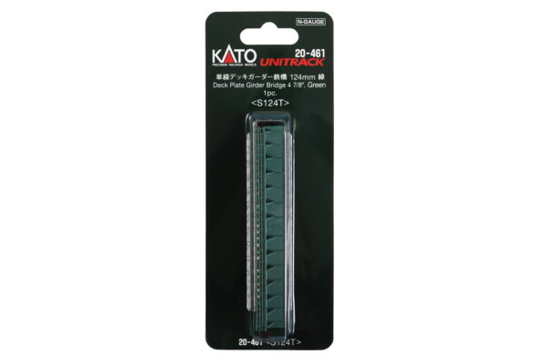 Sheet metal girder bridge straight 124mm green with railing