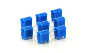 Set of 8 waste garbage cans, large, blue
