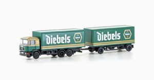 MAN F90, 3-axle Diebels box trailer combination