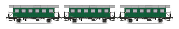 Set of 3 passenger coaches BiH ÖBB, Ep.III, green