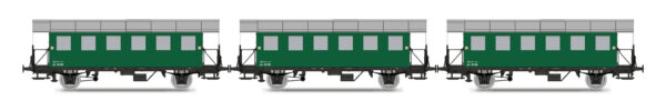 Set of 3 passenger coaches BiH ÖBB, Ep.III, green