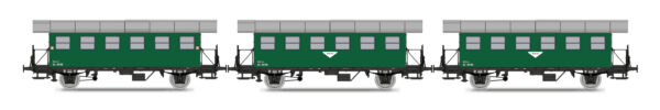Set of 3 passenger coaches BiH ÖBB, Ep.III, green