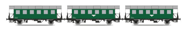 Set of 3 passenger coaches BiH ÖBB, Ep.III, green