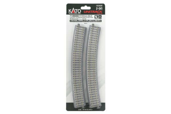Gleis gebogen R730mm 22,5° überhöht mit Betonschwellen (4 St
