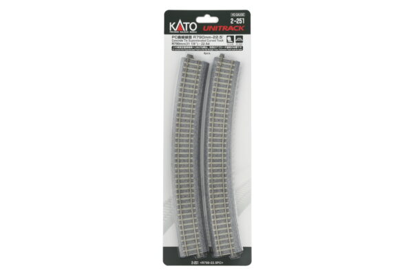 Curved track R790mm 22.5° superelevated with concrete sleepers (4 pcs.)