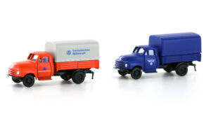 Set of 2 Opel Blitz flatbed/plane THW+civil protection