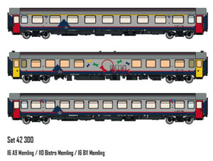 Set of 3 passenger coaches I6+I10 SNCB, Ep.V, Memling
