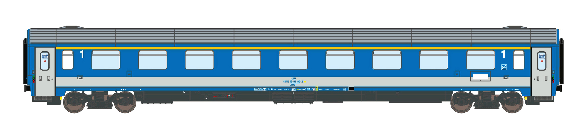 Passenger coach Amz 19-91, 1st class MAV, Ep.V, EC25/24