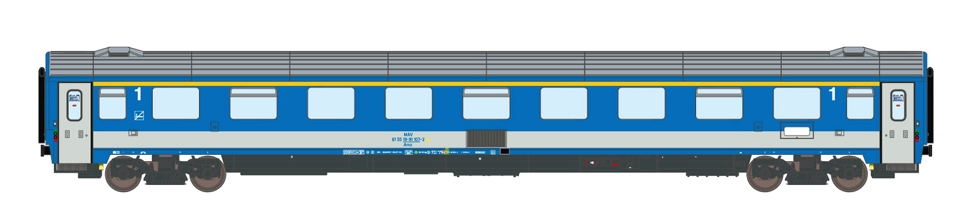 Passenger coach Amz 19-91, 1st class MAV, Ep.V, EC25/24, 2nd no.