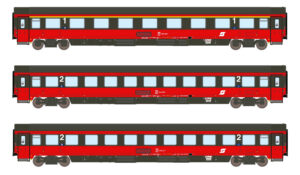 Set of 3 passenger coaches Amz+2xBmz ÖBB, Ep.V, EC 64