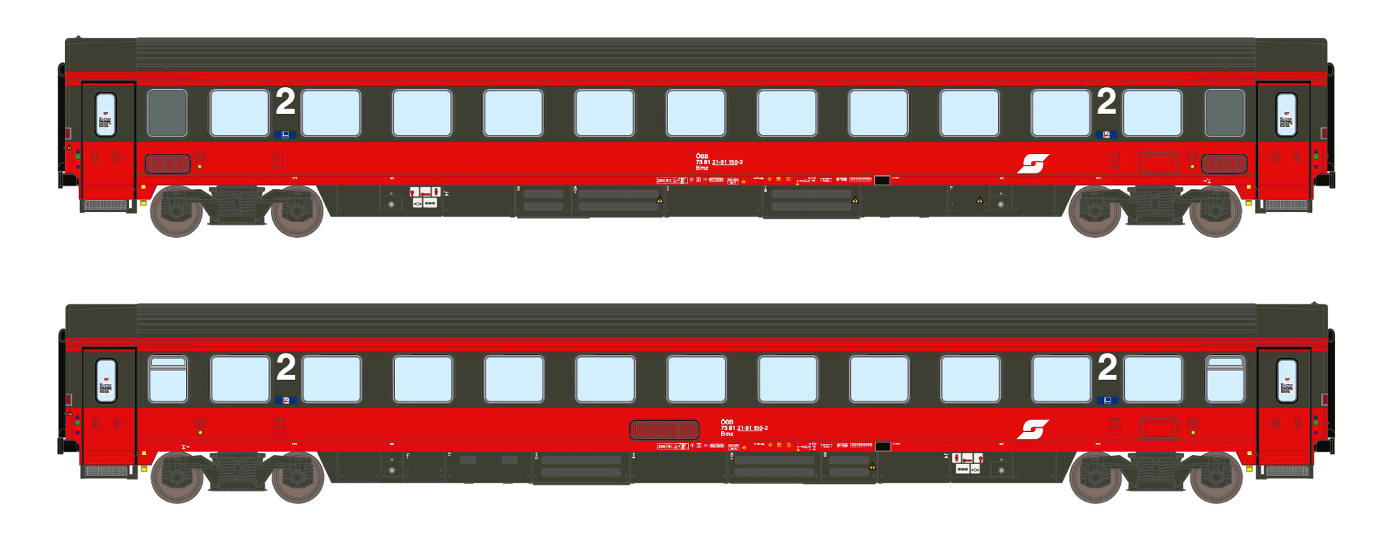 2er Set Personenwagen Bmz ÖBB, Ep.V, EC 64