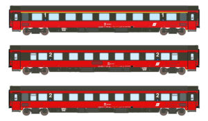 Set of 3 passenger coaches Amz+2xBmpz ÖBB, Ep.V, EC 64