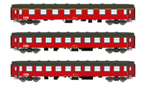 Set of 3 passenger coaches UIC-Y, A+B+B DSB, Ep.IV
