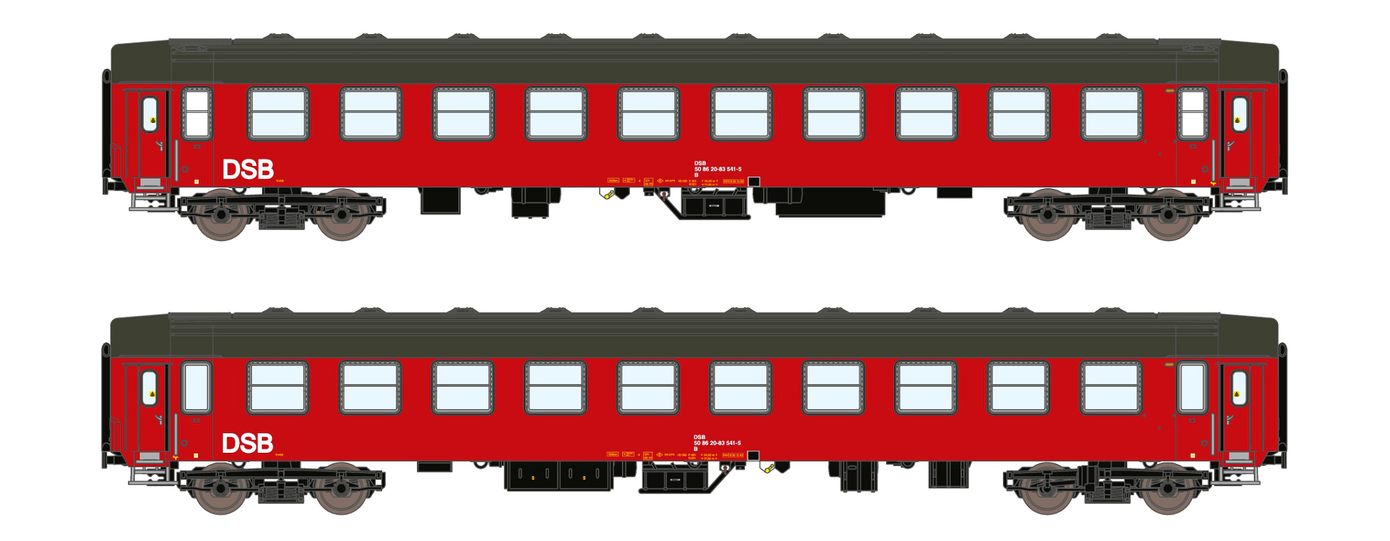 Set of 2 passenger coaches UIC-Y, B DSB, Ep.IV
