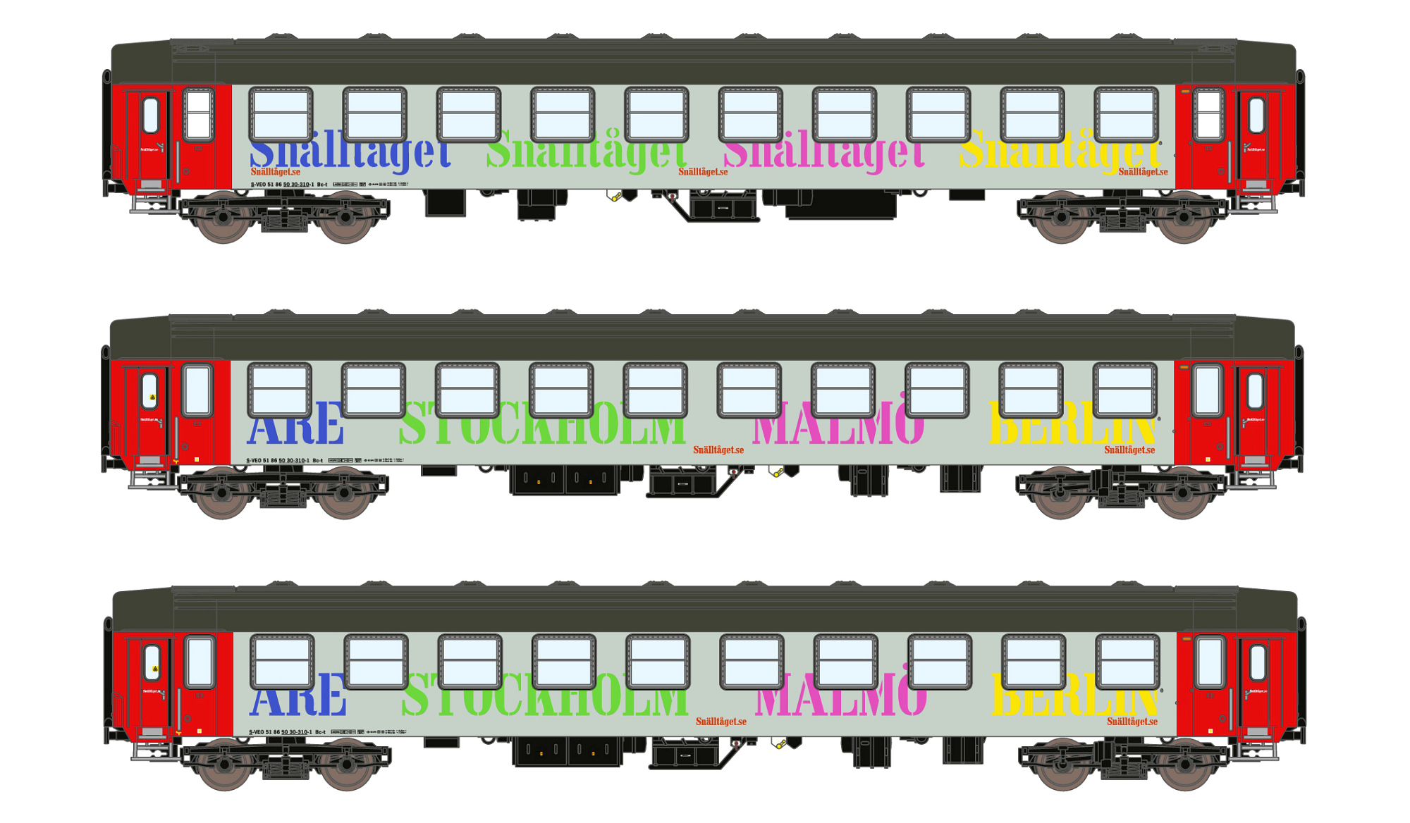 Set of 3 couchette coaches UIC-Y, Bc Snälltaget, Ep.V-VI