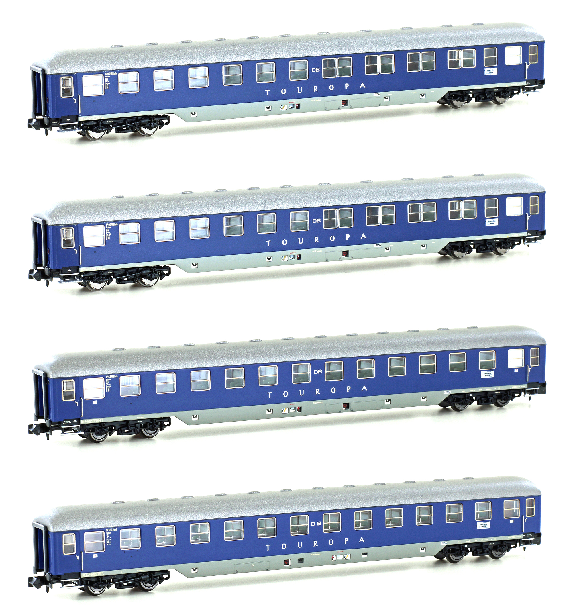 Set of 4 couchette coaches DB/ TOUROPA, Ep.IIIb, Set 1