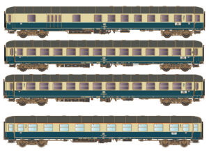 Set of 4 passenger coaches, DB, Ep.IVa, D 351, Set A, AC