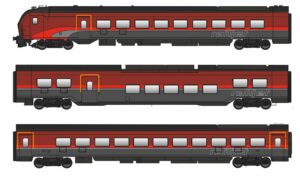 Set of 3 RJ wagons with DANI ÖBB control car, Ep.VI, Basic, AC