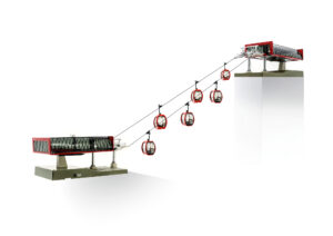 Seilbahn D-Linie + 6 Omega V, rot/schwarz 1:87